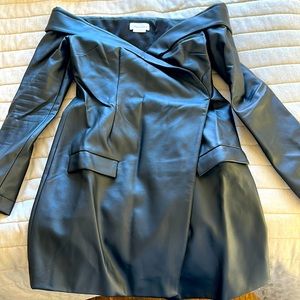 Size S, sexy black leather blazer-style dress